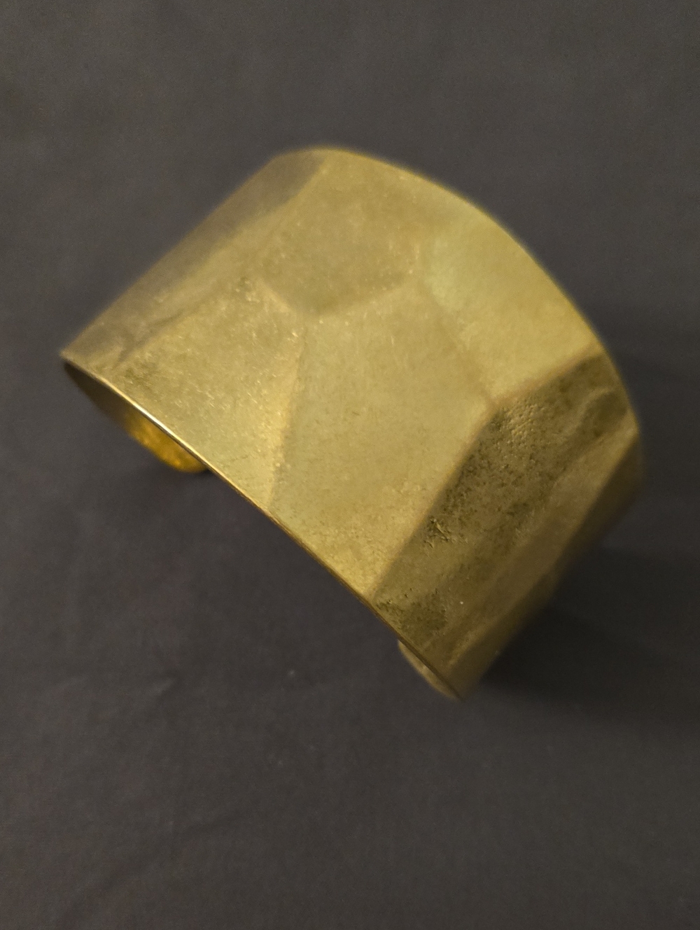 Gold Faceted Wide Cuff Bracelet - Unbranded